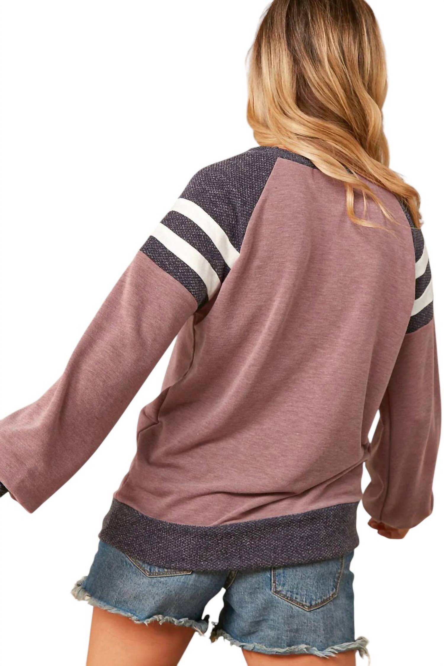 Sugarfox - STRIPE LONG SLEEVES TOP