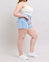 Judy Blue - Mid Rise Cyan Garment Dyed Shorts