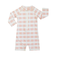 Emerson And Friends - Girl's Gingham One Piece Rash Guard Swimsuit
