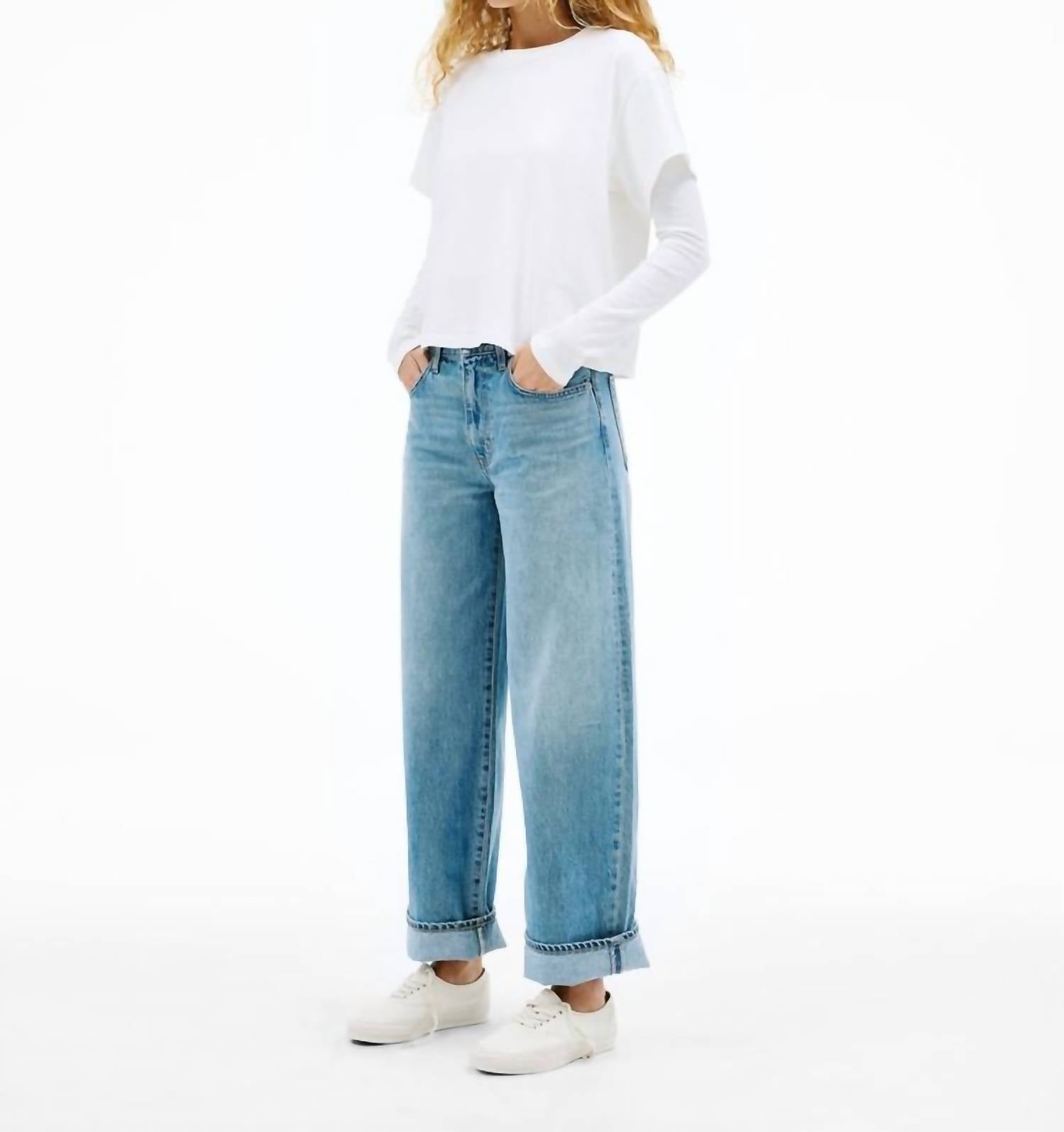 SLVRLAKE Noah Mid-rise Straight Leg Jeans in set me free - women's jeans - detail view