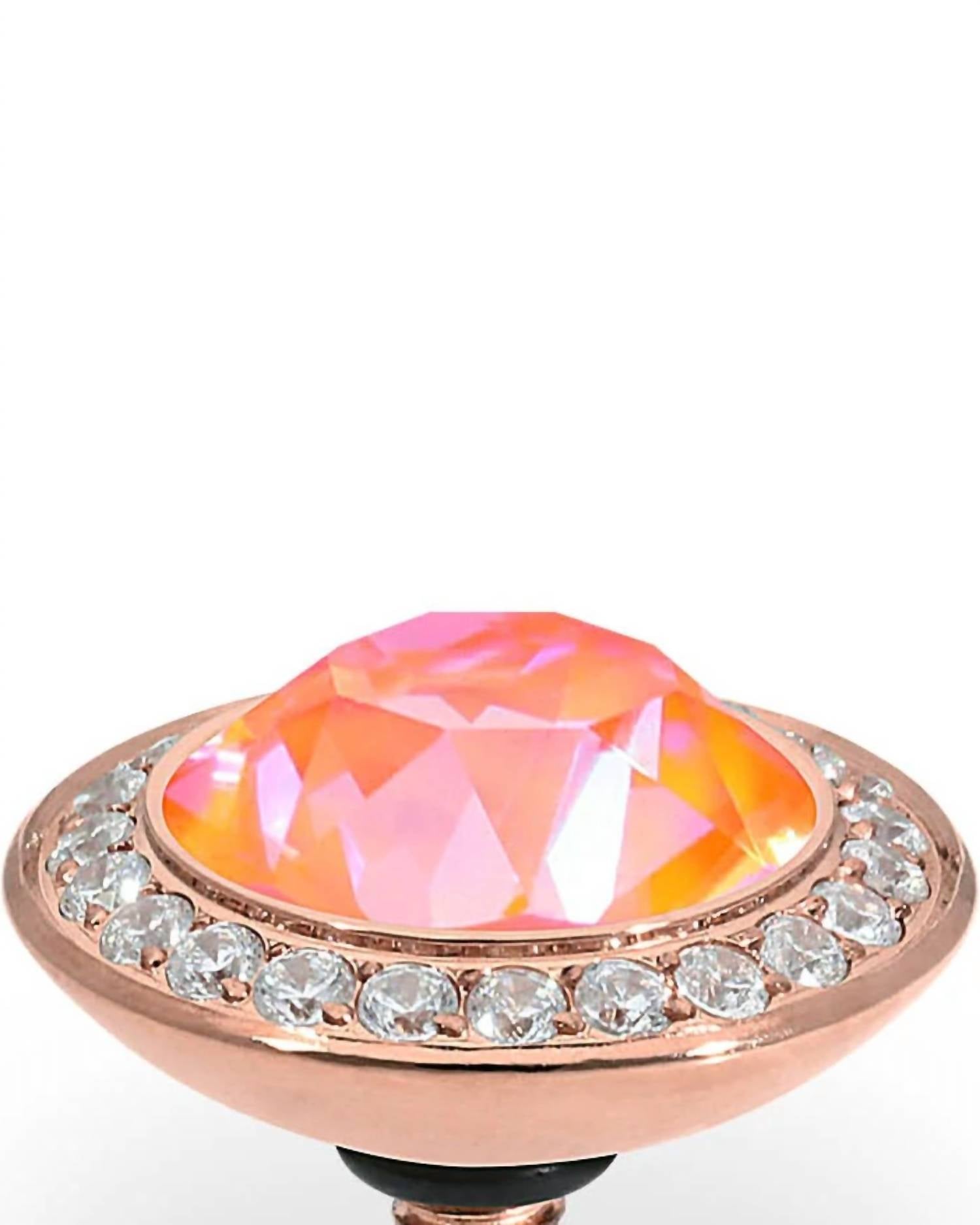 Qudo Women's Tondo Deluxe 13mm Jewelry Topper in crystal orange glow delite rosegold - women's jewelry - detail view