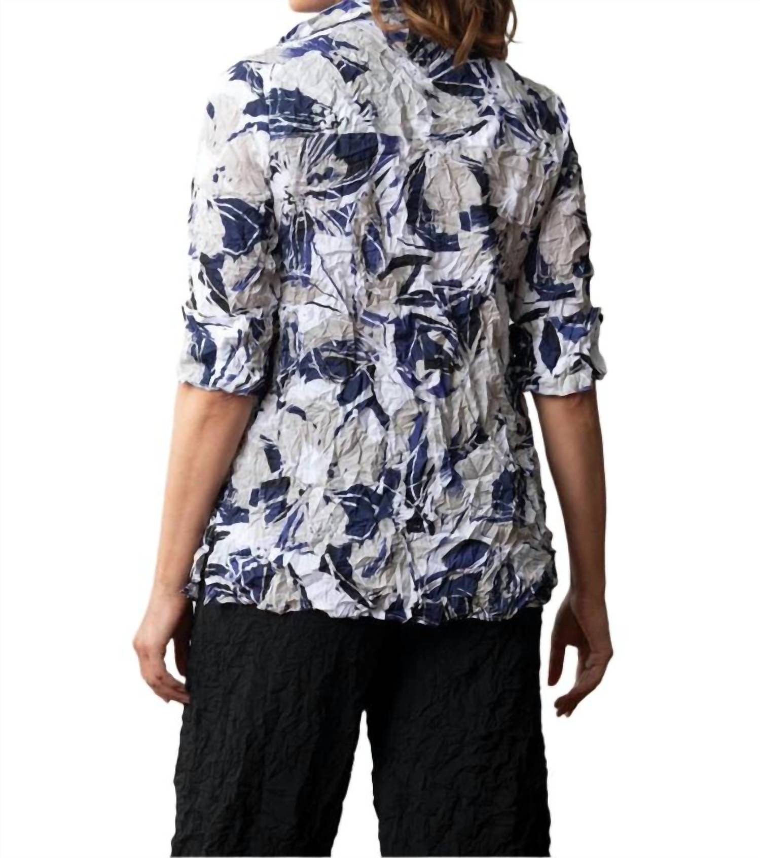 Olivia Dar - Crimped Crepe Floral Casey Tunic Shirt