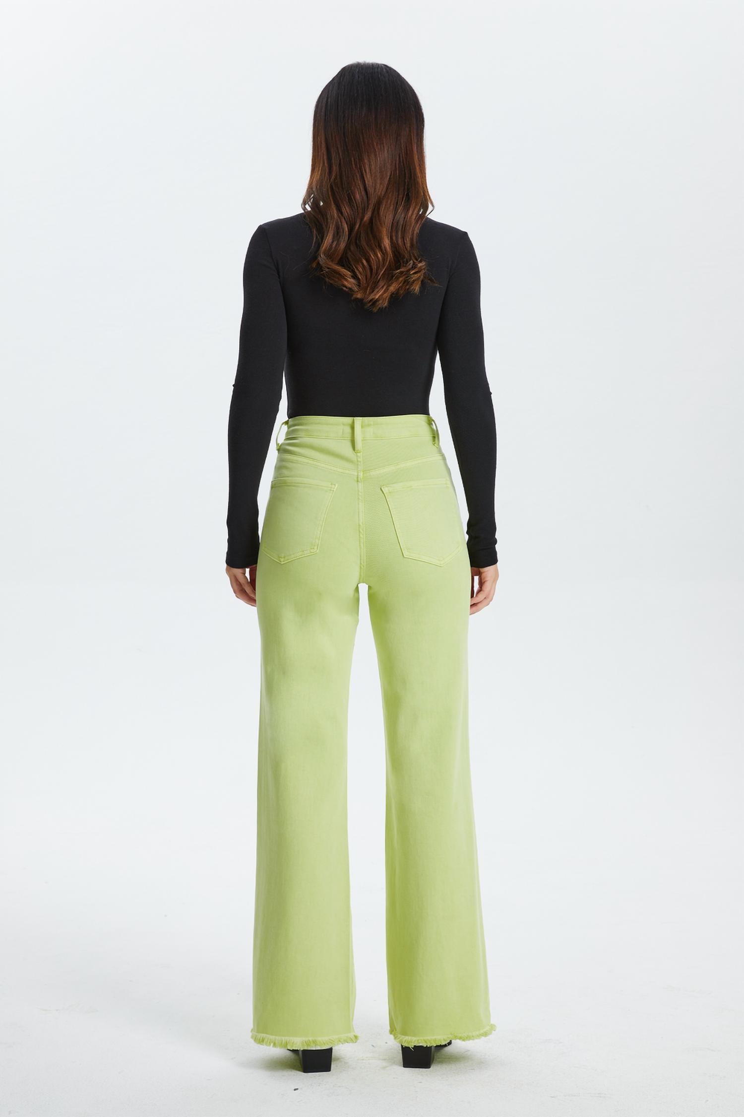 Bayeas Stella High Rise Wide Leg Jeans in pistachio - women's jeans - alternate view