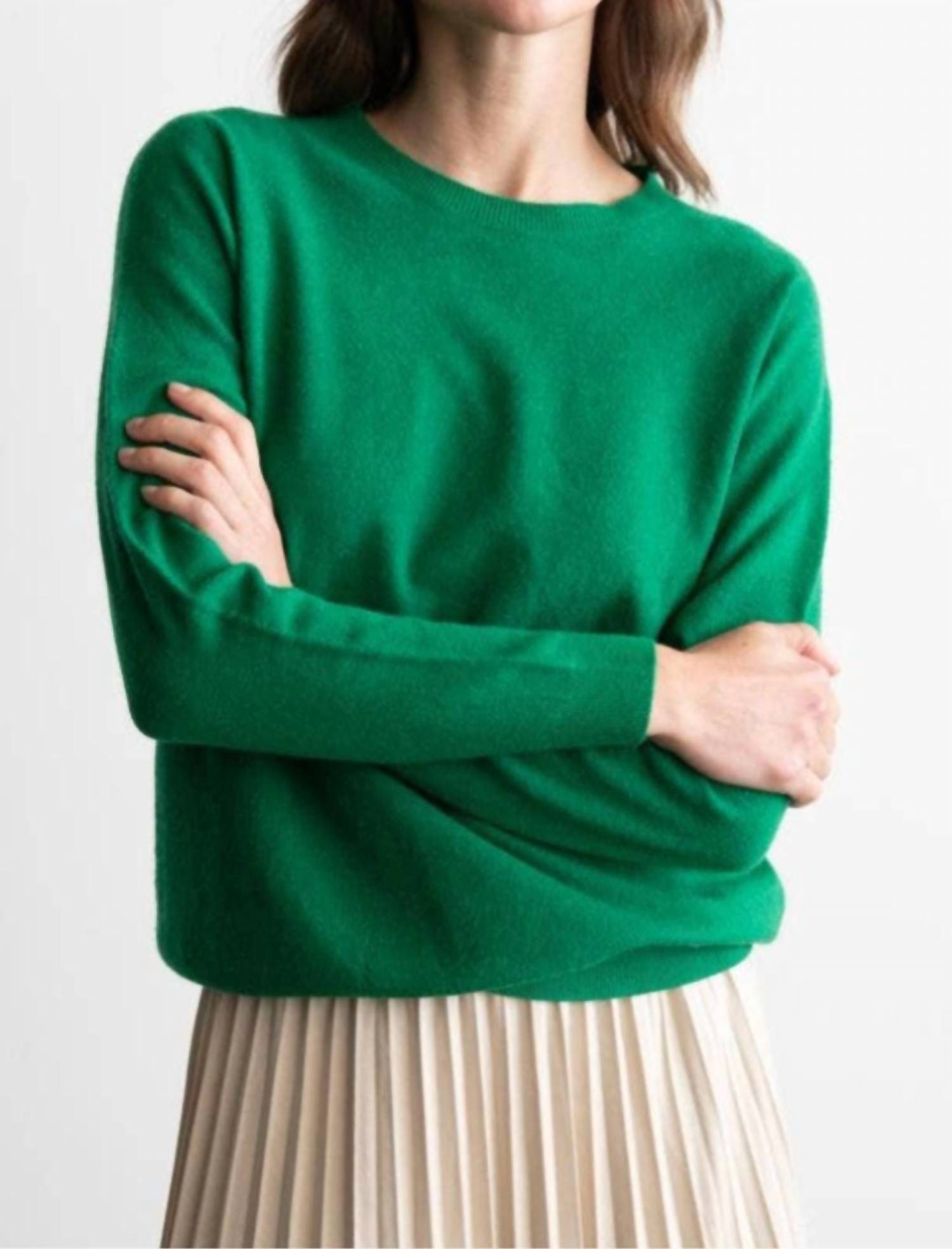 Elle Grey Soft Cozy Knit Sweater in green - women's sweater