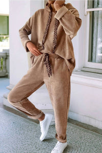 66Disco - Drawstring Pullover Hoodie and High Waist Pants Corduroy Set