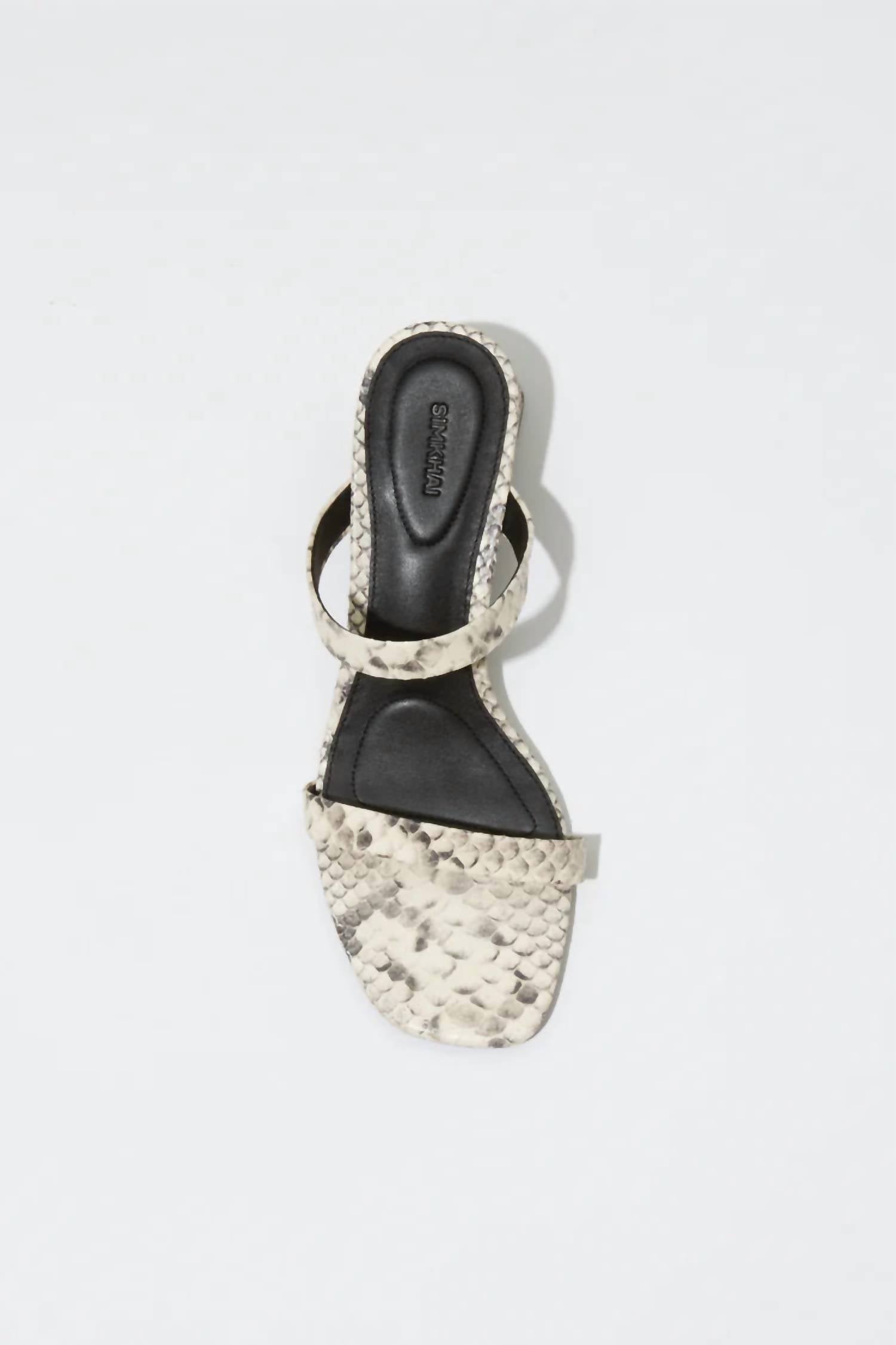 JONATHAN SIMKHAI Women's Clara Snake Print Leather Block Heel in natural - women's sandal - alternate view