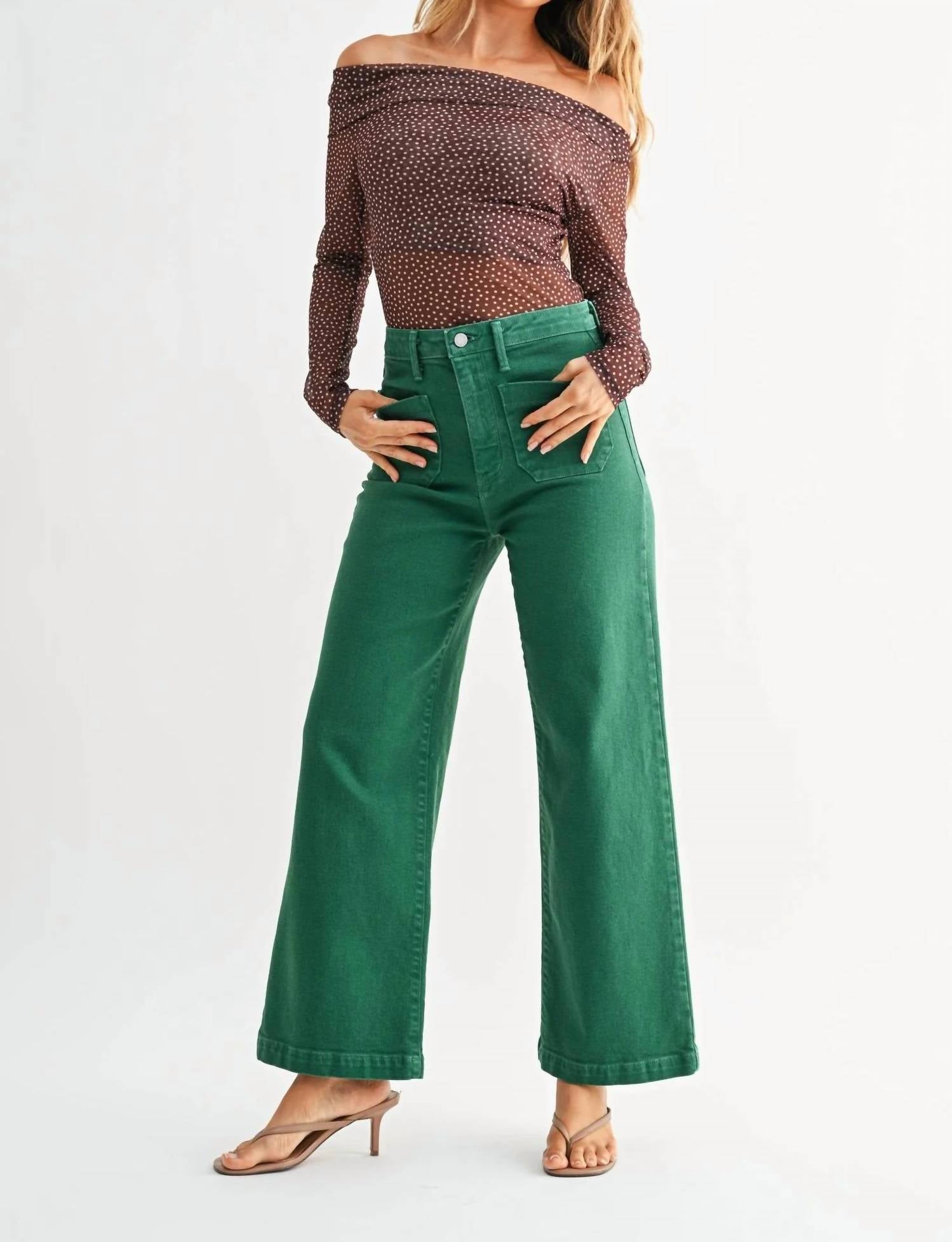 Just Black Denim - Patch Pocket Wide Leg Jeans