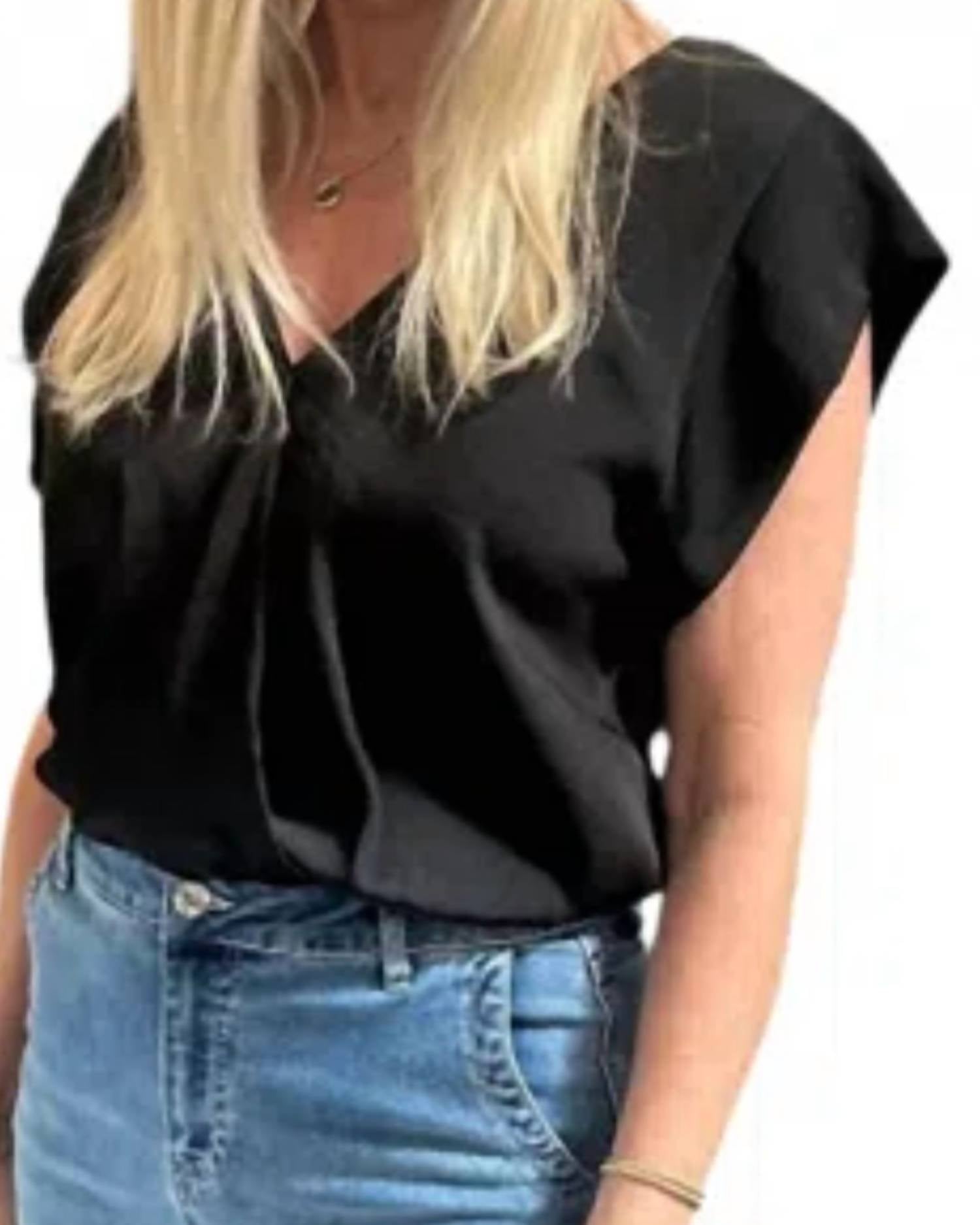 Kld. Signature - V-neck Flowy Hemmed Top