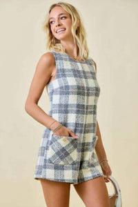Day + Moon - Leigh Plaid Tweed Romper