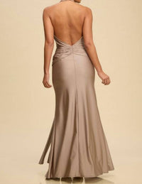 LUXXEL Isabella Dress in taupe - women's dress - detail view