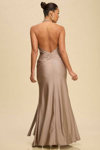 LUXXEL Isabella Dress in taupe - women's dress - alternate view