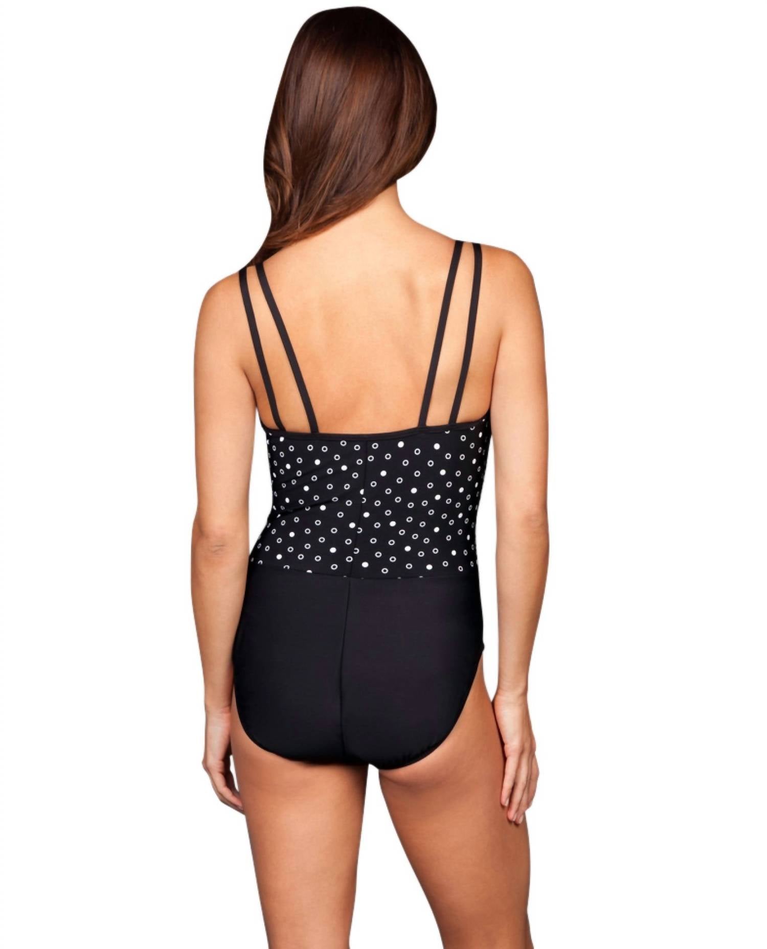 Miraclesuit Get Spotted Bethany One Piece Swimsuit in black white - women's swimwear - detail view