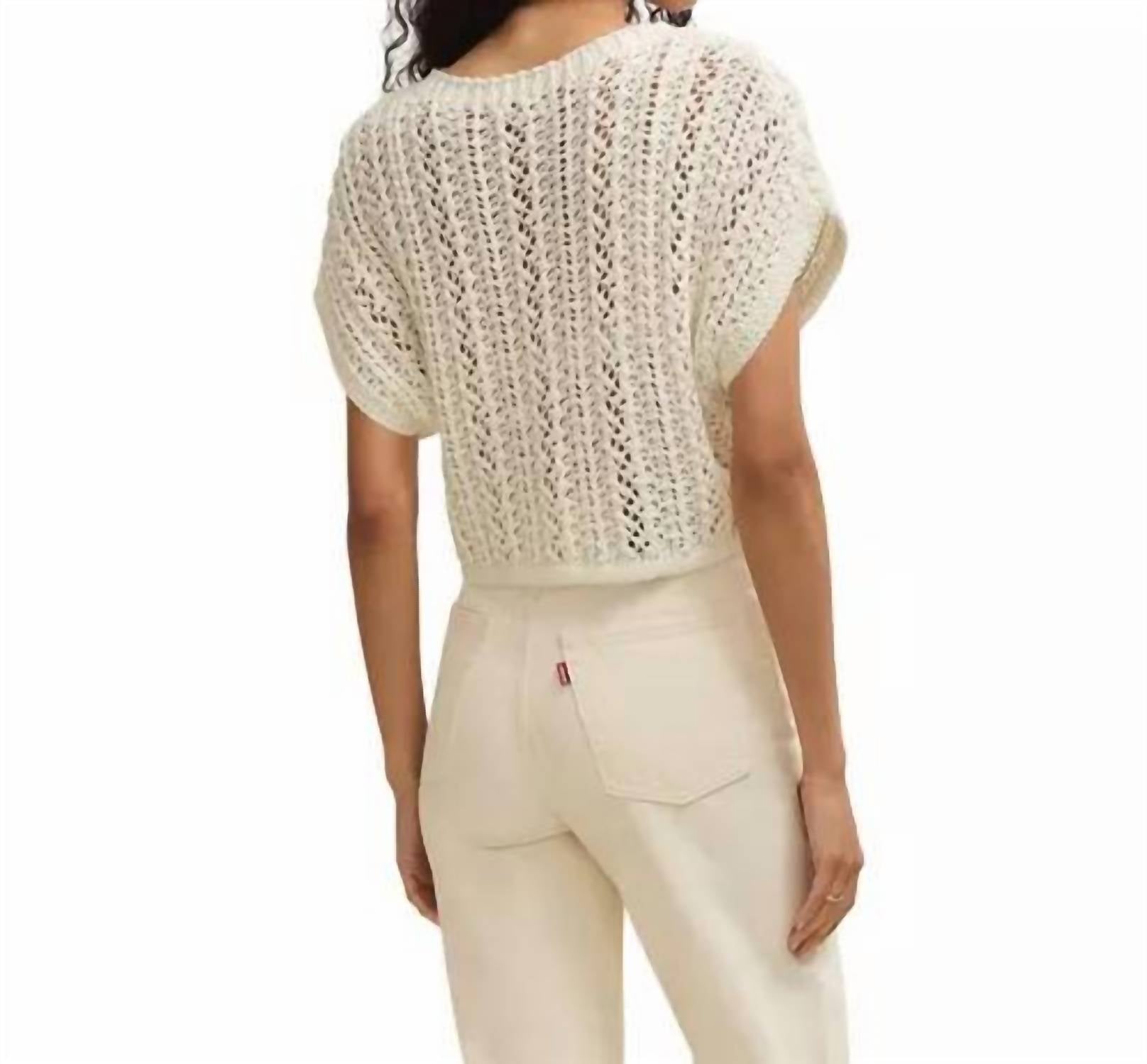 Z Supply Ballast Crochet Top in white - women's tank top - detail view