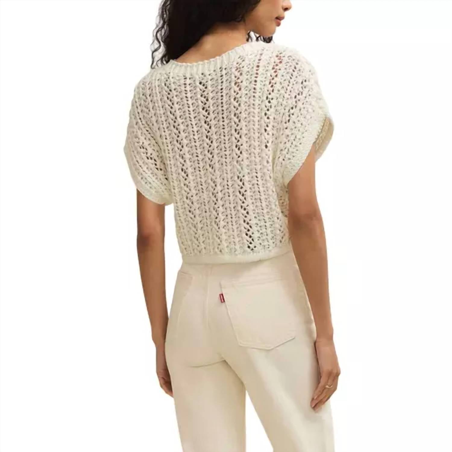 Z Supply Ballast Crochet Top in white - women's tank top - alternate view