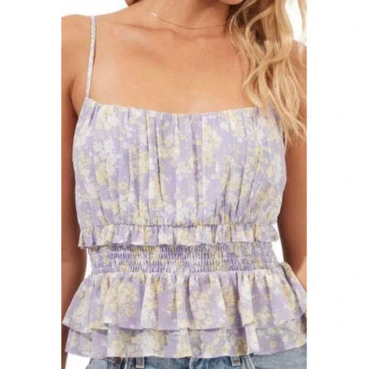 Astr - Ruffle Smocked Peplum Cami Top