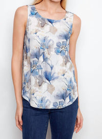 CHARLIE B Sleeveless Linen Blouse in serene - women's blouse