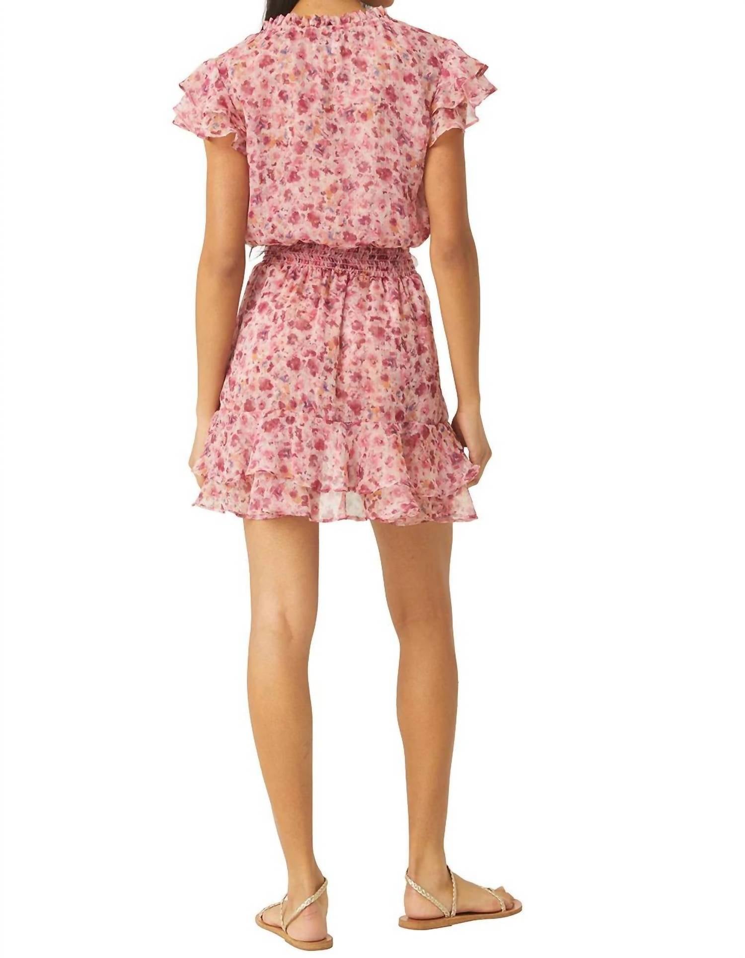Misa Los Angeles Maia Floral Mini Dress in summer ditsy - women's dress - detail view