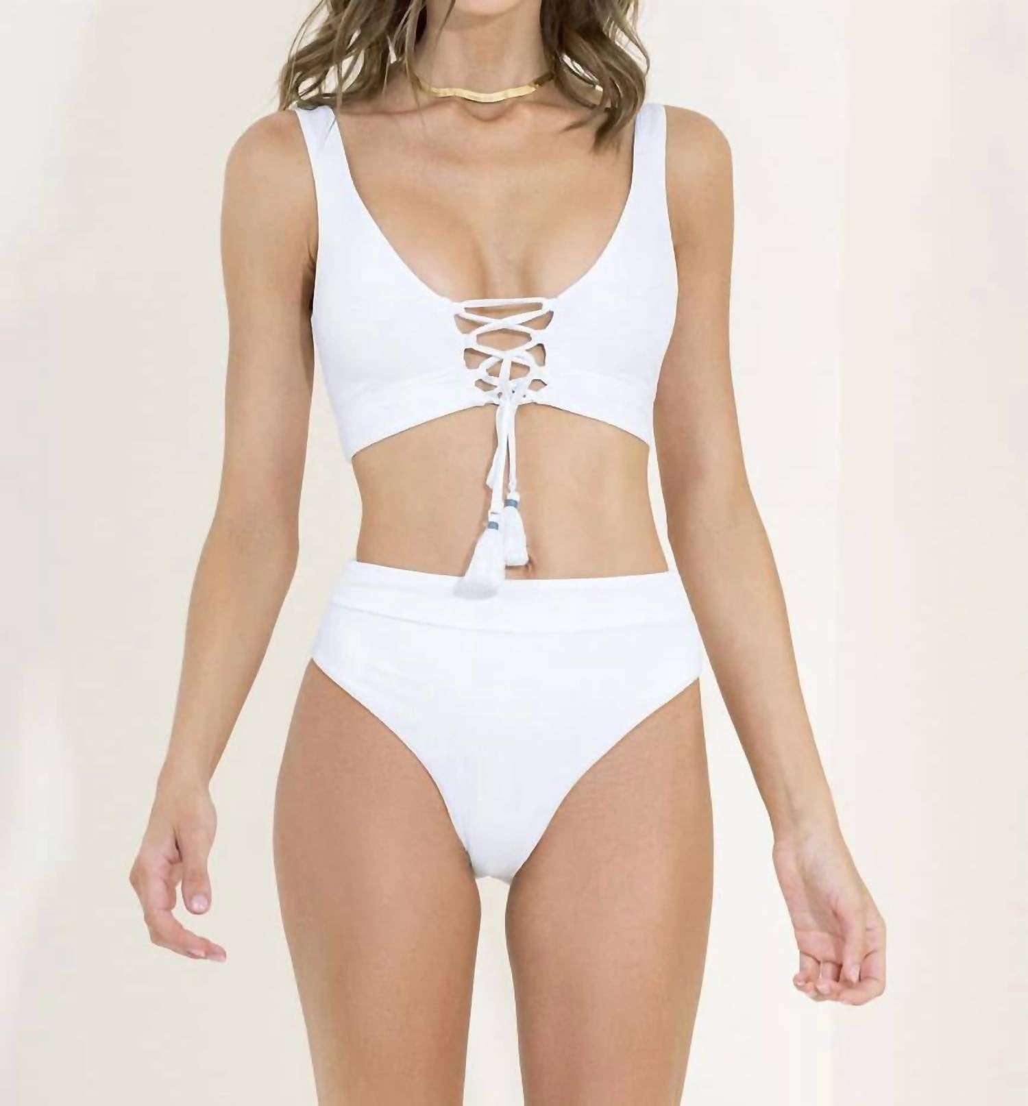 MAAJI Reversible Allure Long Line Triangle Top in simply white - women's swimwear - view 4