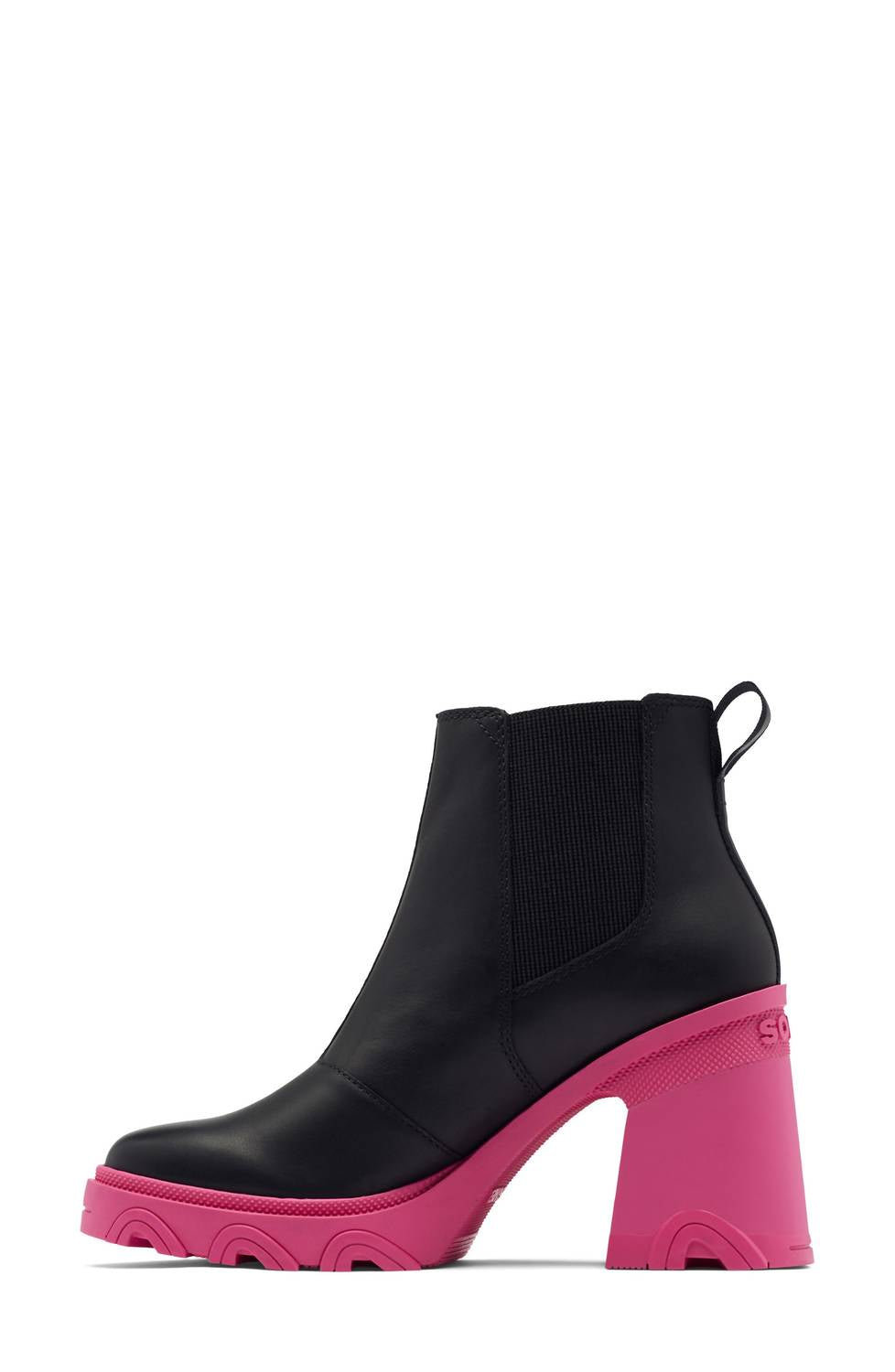 SOREL Women's Brex Waterproof Platform Block Heel Chelsea Boot in black cactus pink - women's shoe - alternate view