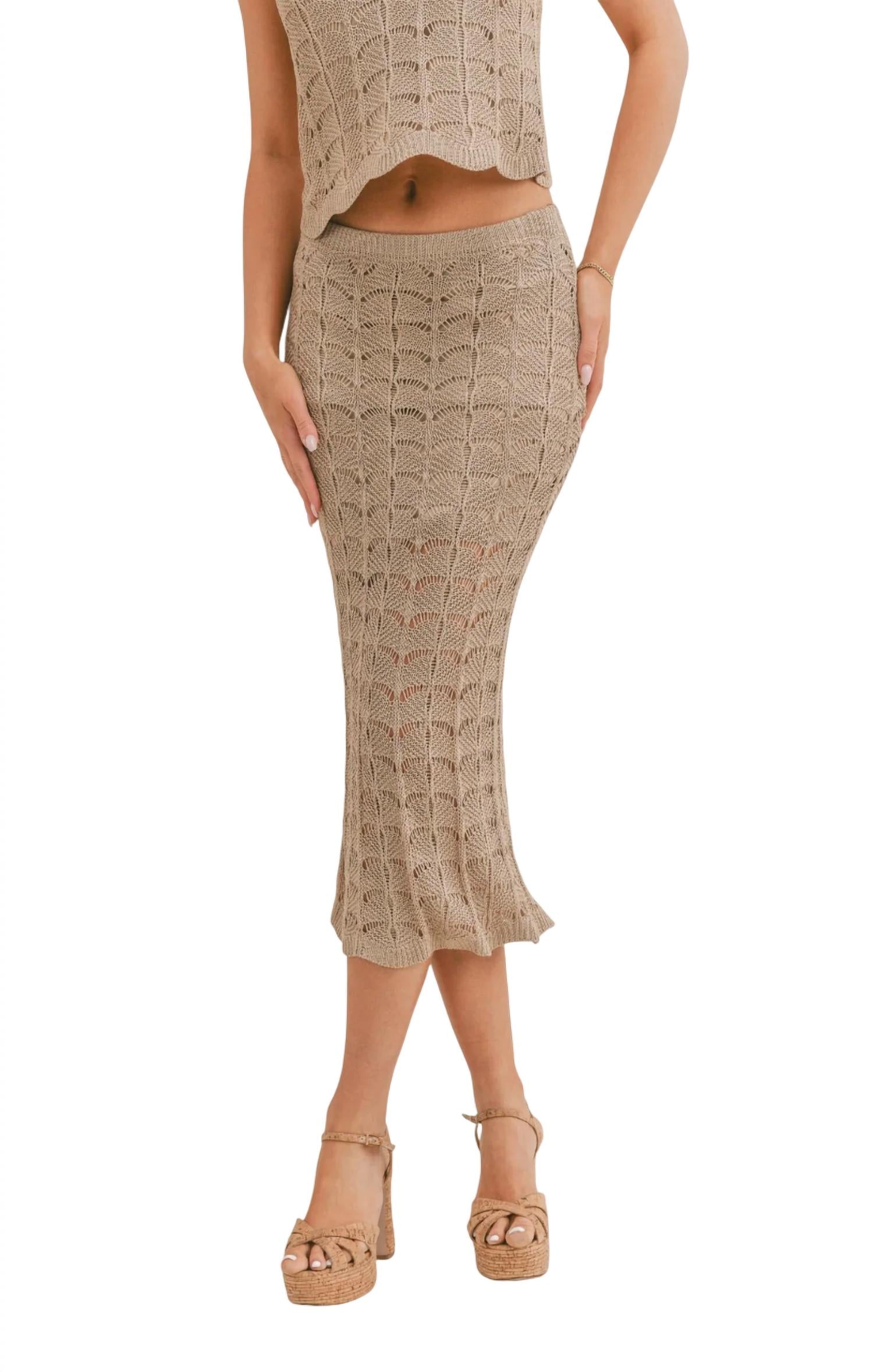 Sage The Label - Cappuccino Open Knit Midi Skirt