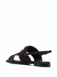 Salvatore Ferragamo Women's Gancini Plaque Suede Sandals in brown - women's sandal - view 127