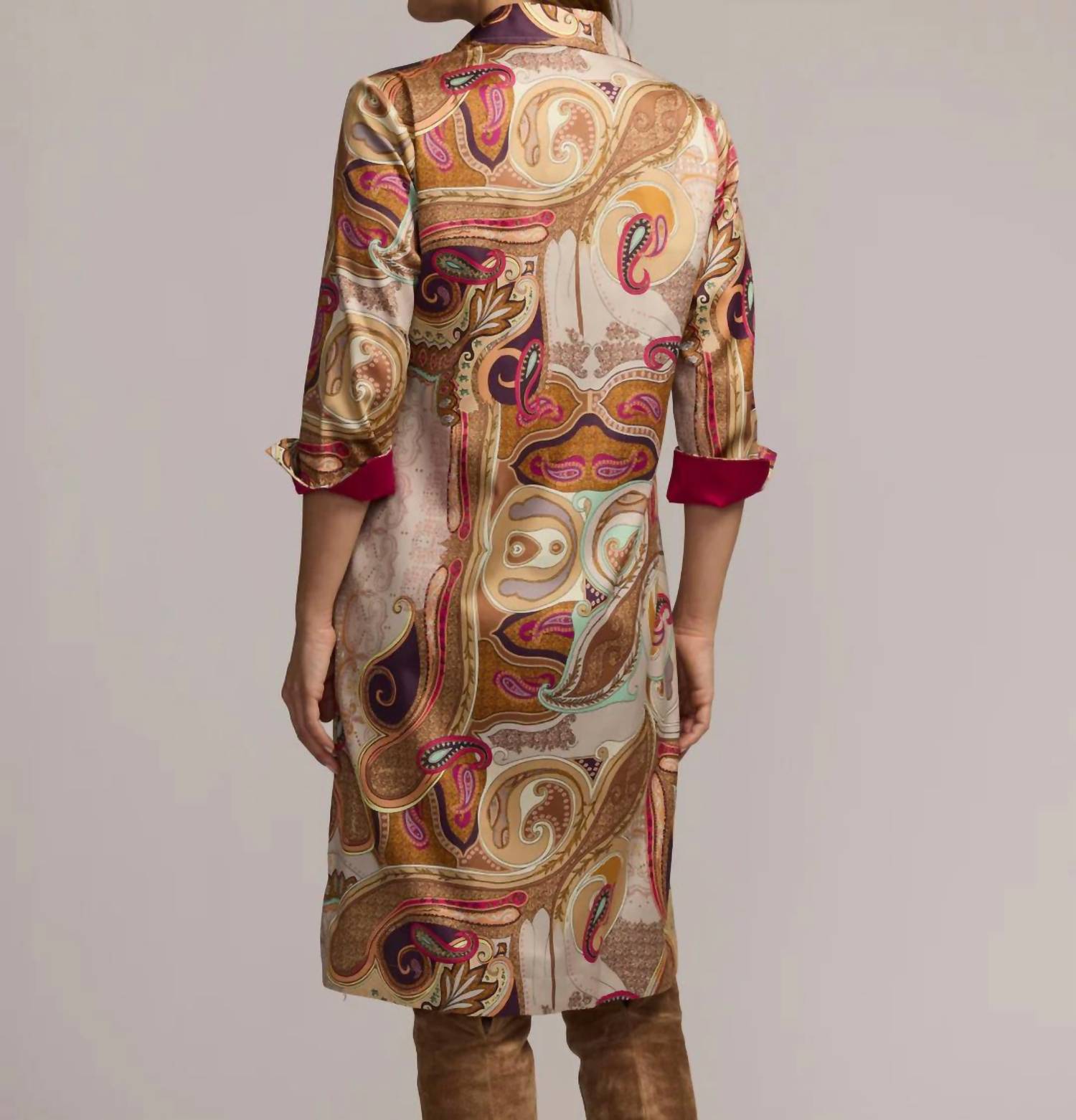 Hinson Wu Charlotte Long Sleeve Dress in scarf print - women's dress - detail view