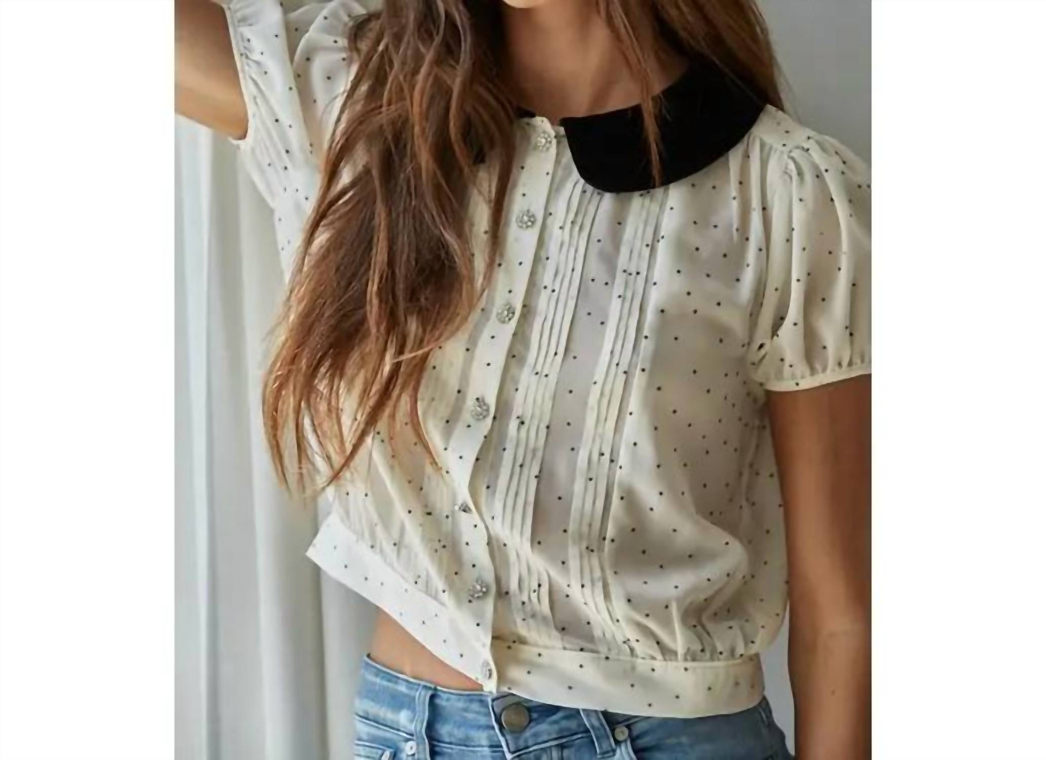 By Together - Flocked Velvet Dot Blouse