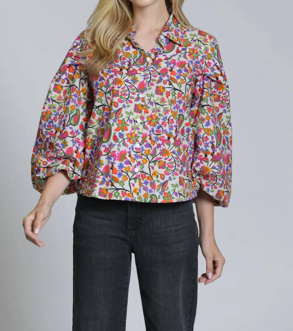 Apny - Women's Blouson Button Shirt