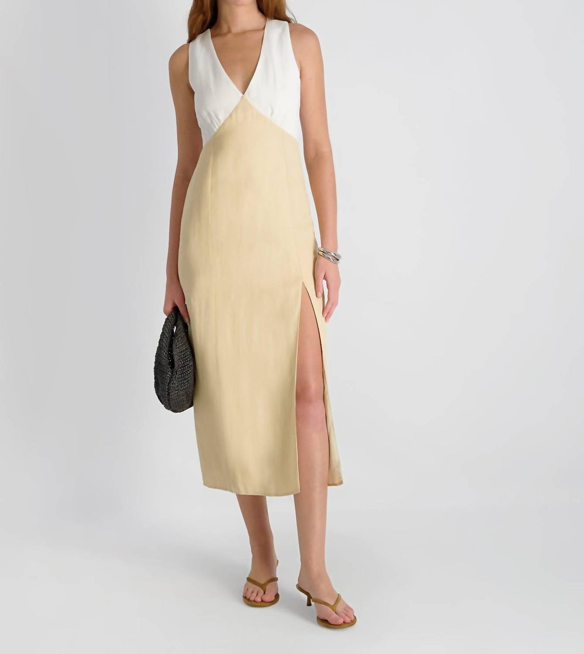 french connection midi dress Women's Cooper Linen Contrast V-Neck - Summer White / Ecru Casual dresses Timeless tailoring Red Green Striped Sweater Rustic Wedding Flower Girl Dress size:2X