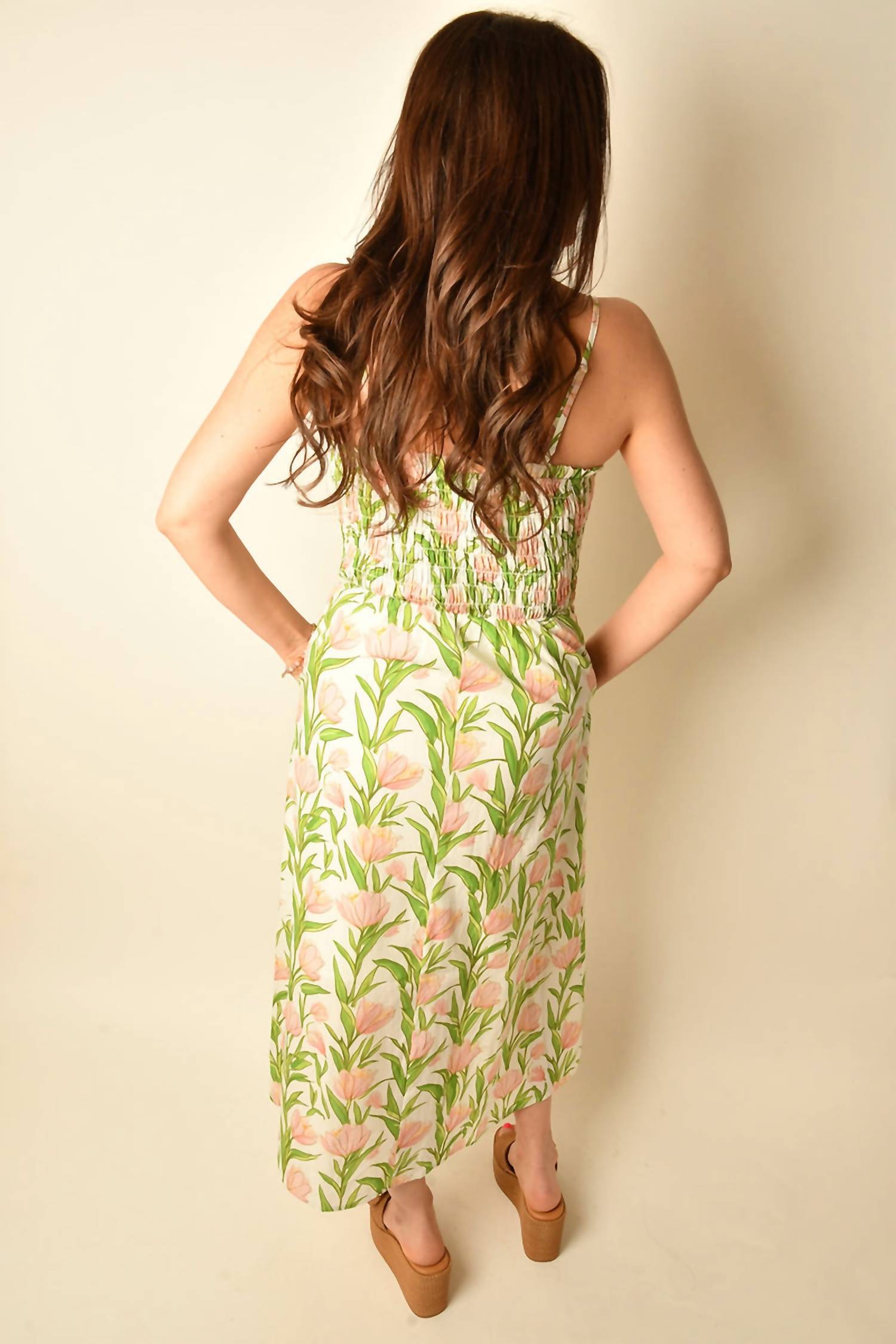 Thml - Thin Strap Floral Pattern Midi Dress
