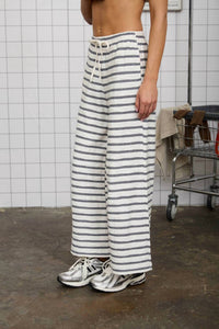 Joa - Stripe Drawstring Wide Leg Knit Lounge Pants