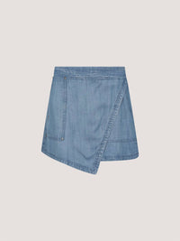 Apricot - Slub Denim Wrap Mini Skorts