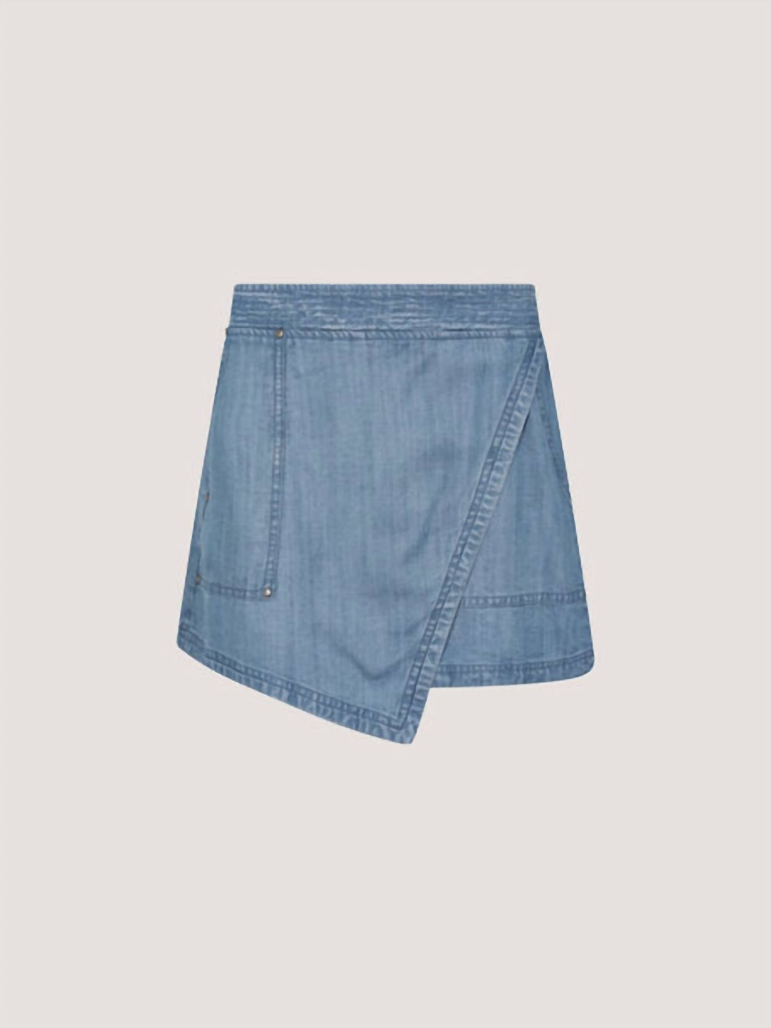 Apricot - Slub Denim Wrap Mini Skorts