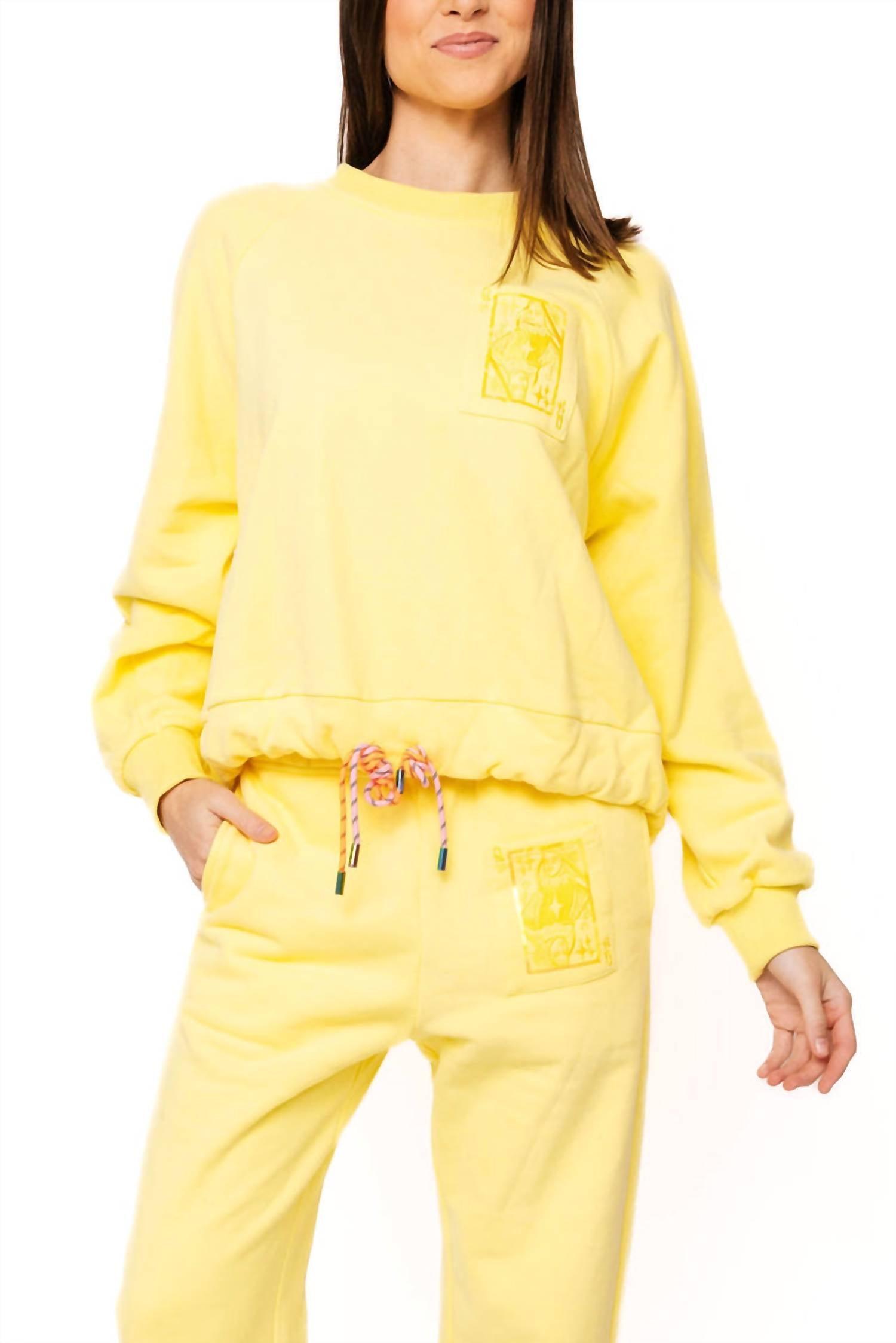 QUEEN OF SPARKLES Logo Tie Sweatshirt in yellow - women's top