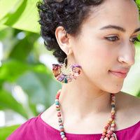World Finds - Women's Kantha Ornamental Chandeliers Earring