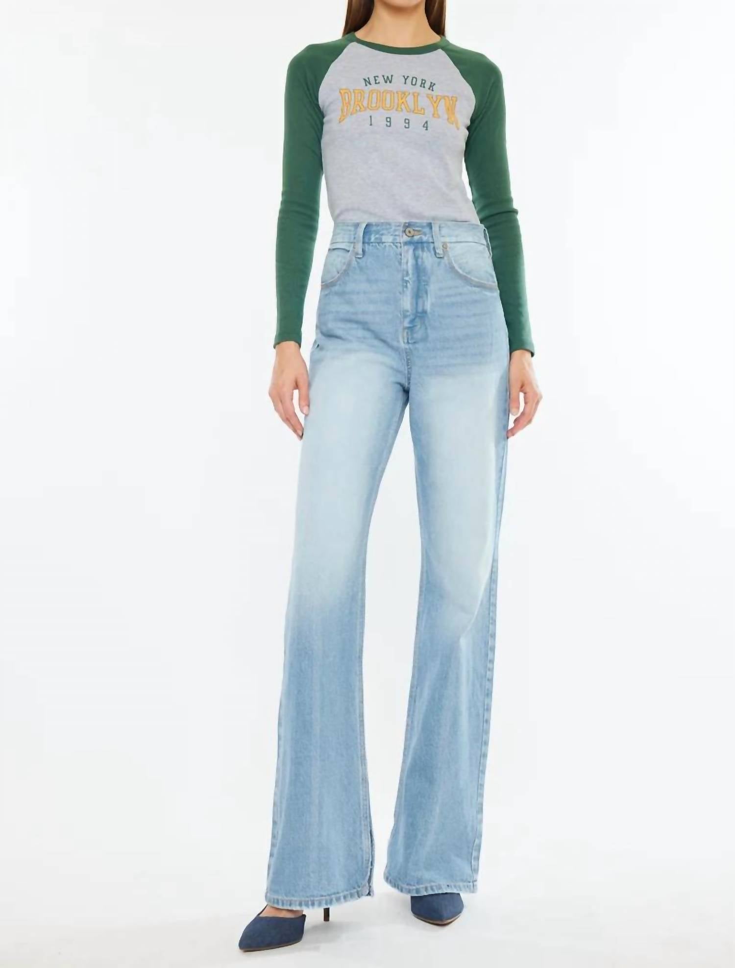Kancan - High Rise Wide Slit Jeans