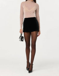 ASTR Kyra Sheer Metallic Top in champagne - women's long sleeve top - view 5