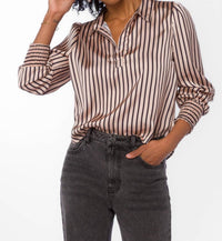 Velvet Heart Kat Blouse in goldie striped - women's blouse - detail view