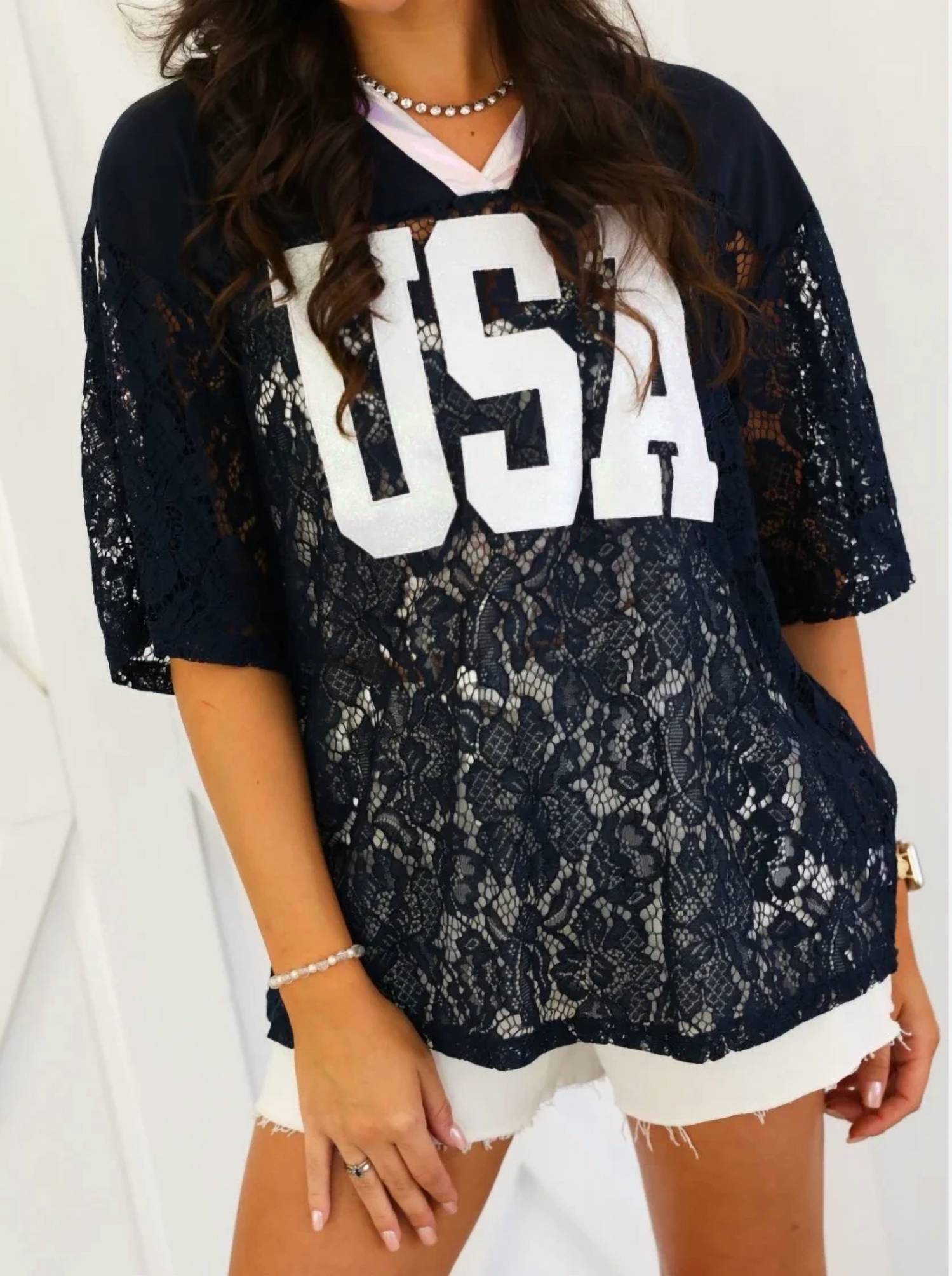 Southern Grace - Lace Usa Jersey Tee