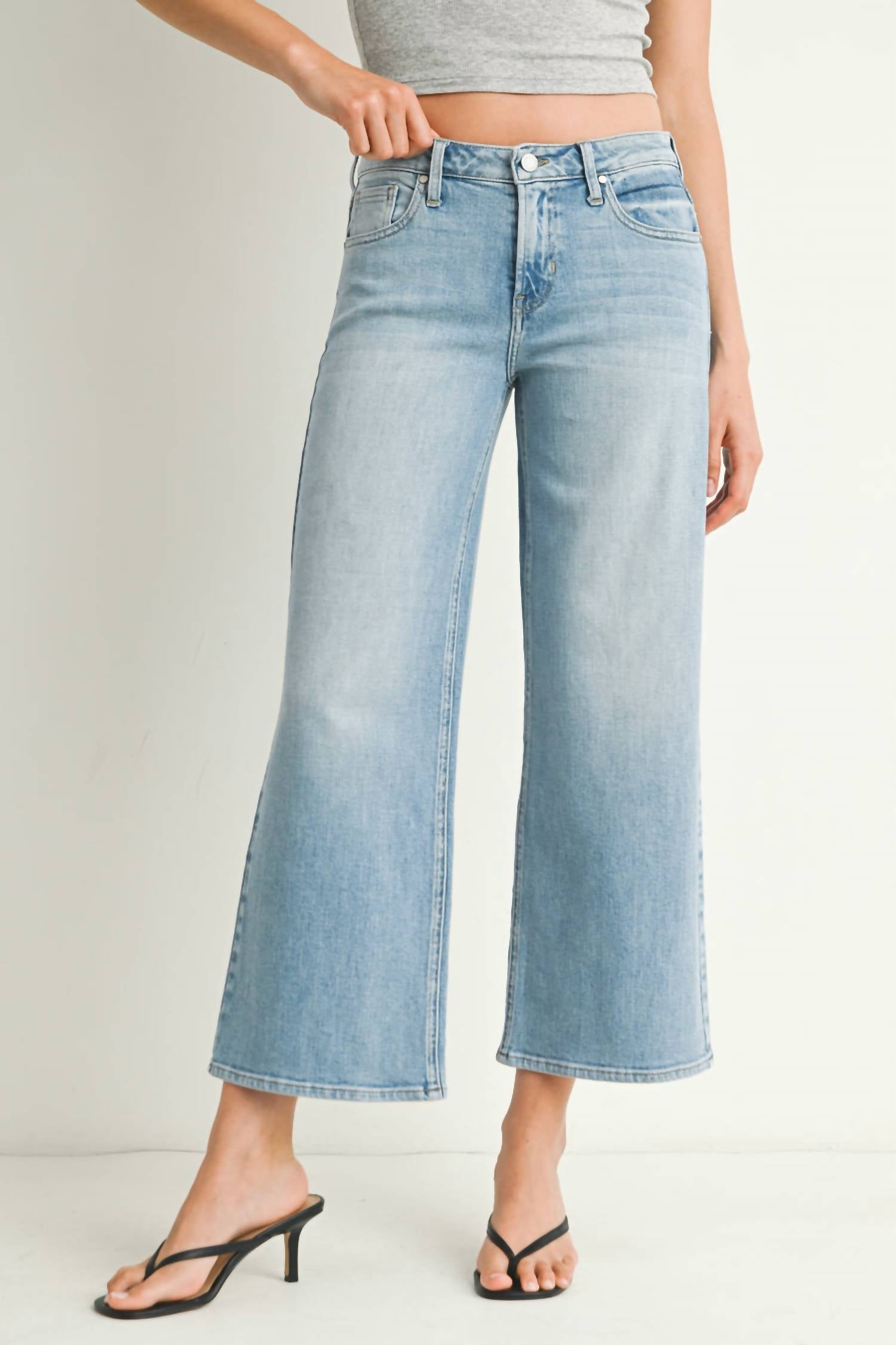 Just Black Denim - Mid Rise Slim Wide Leg Jean
