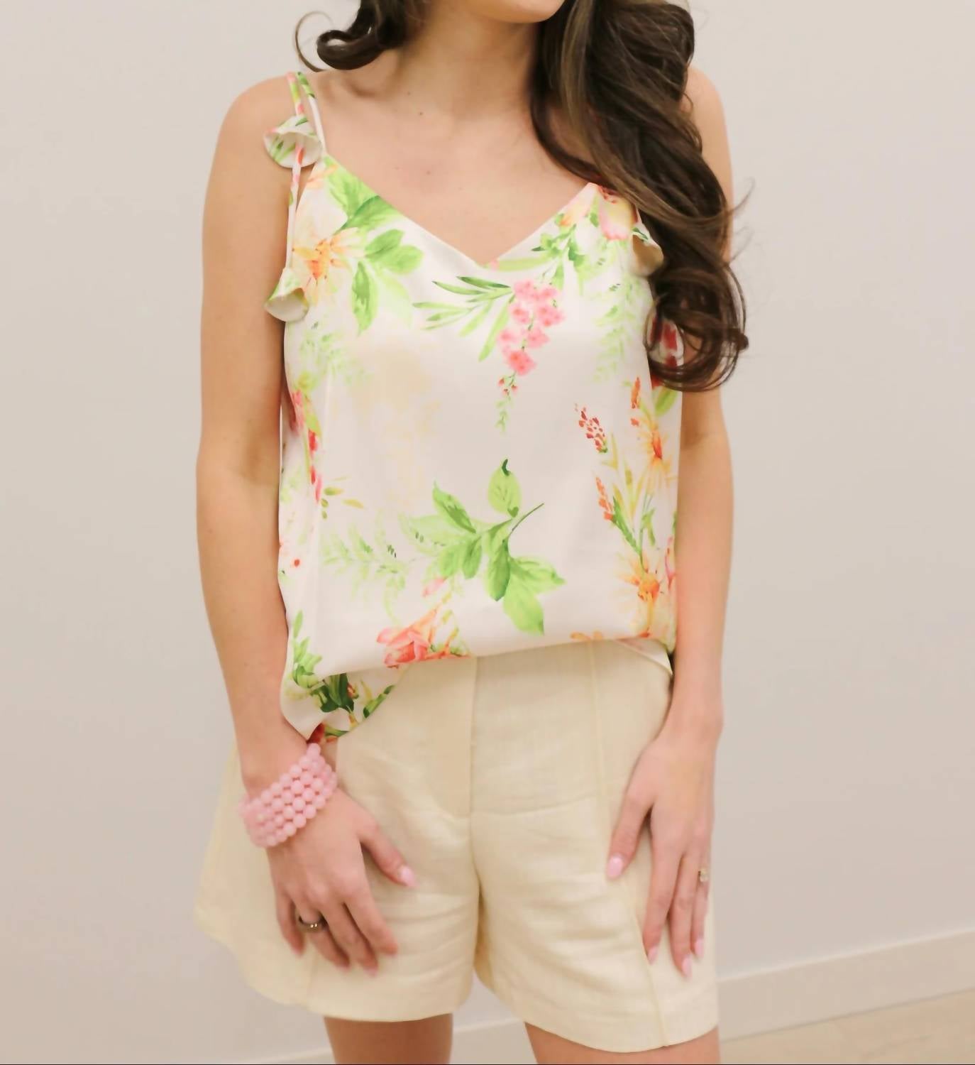 Skies Are Blue - Ophelia Floral Print V-neck Cami Top