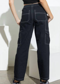 Papermoon - Noire Straight Leg Cargo Pants