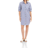 Karen Kane - Stripe Ruched Sleeve Shirtdress