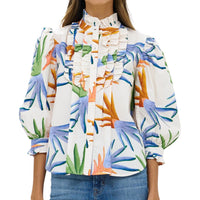 Oliphant - Ruffle Front Button Blouse