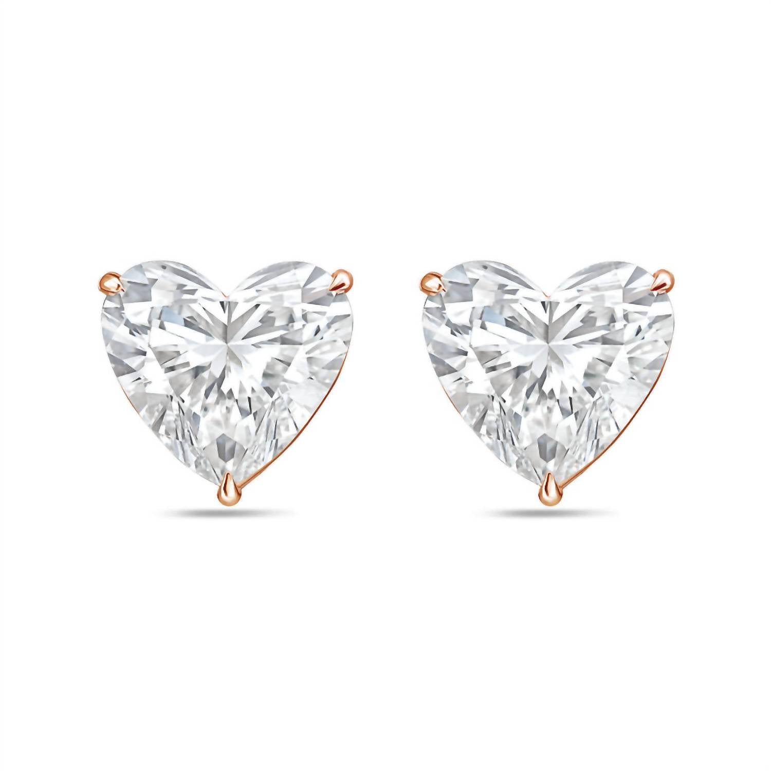 Diana M Jewels - Women's Heart Lab-grown Diamond Stud Earrings (2.50 Tcw) - Classic Plus