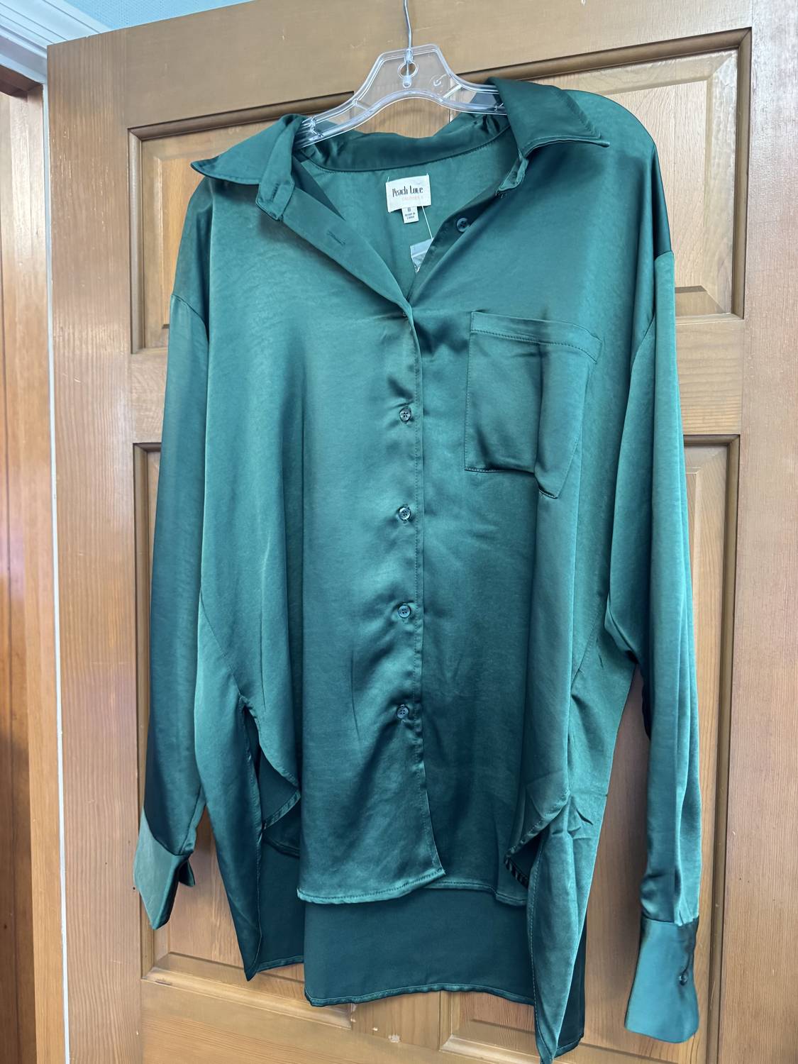 Peach Love - Women's Silk Top Button Down Shirt