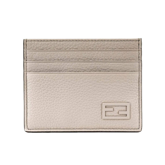 Fendi - Women's Ff Logo Pebbled Calf Leather Card Case Wallet