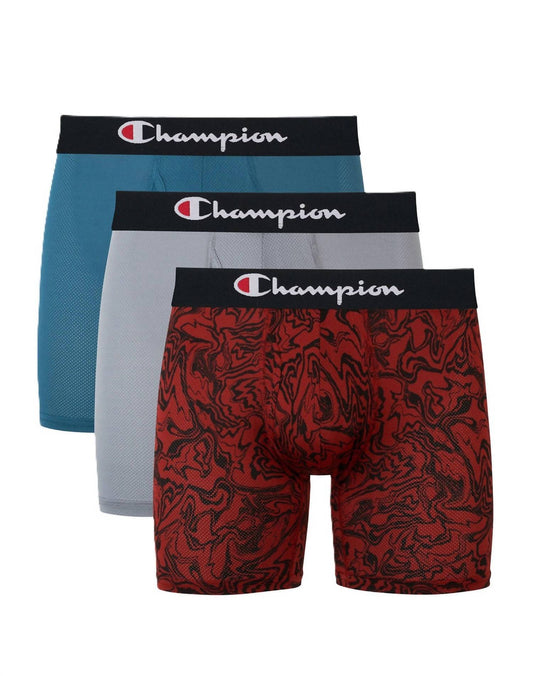 Champion - Men's 3-Pack Lightweight Stretch Moisture Wicking Mesh Boxer Briefs