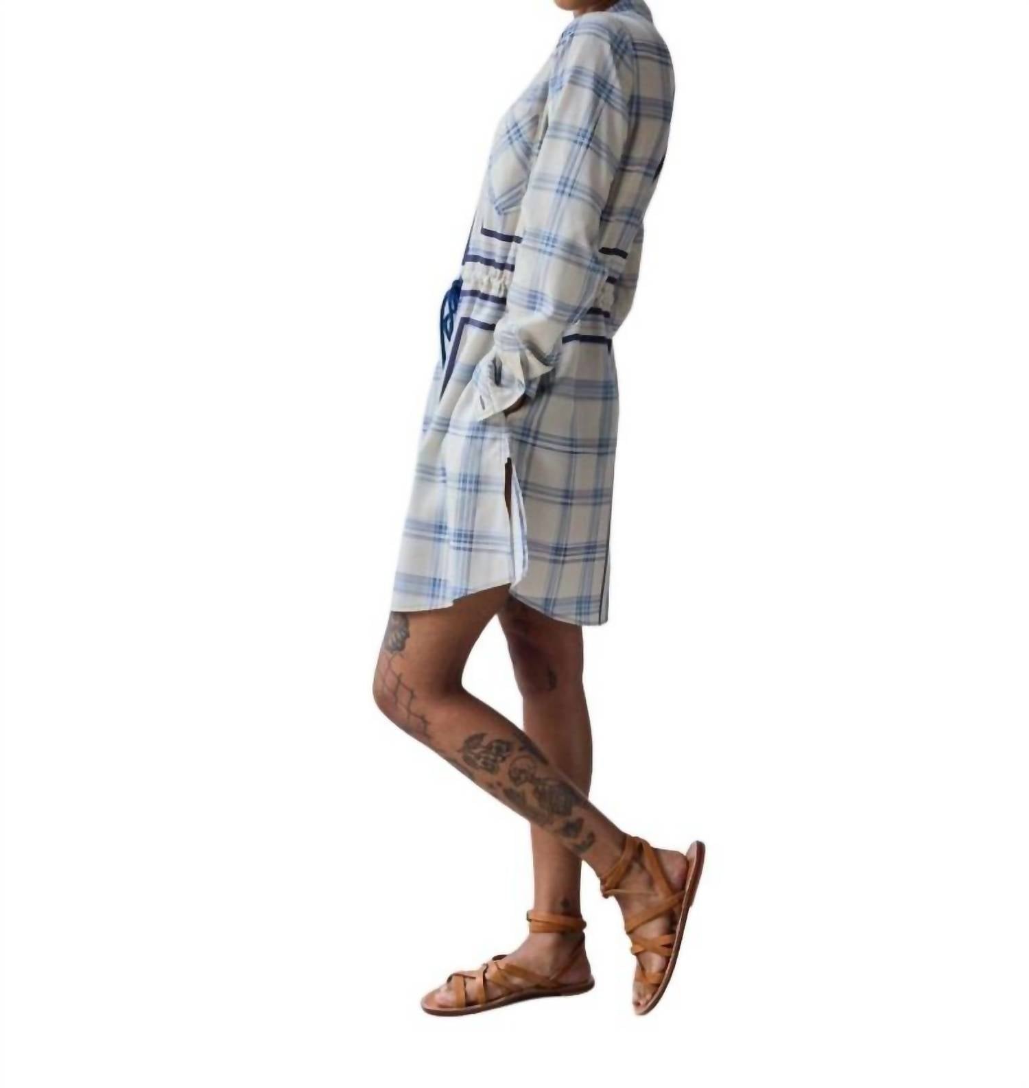 Hope For Flowers - Band Collar Mini Warp Plaid Dress