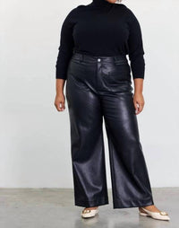 Skies Are Blue - Faux Leather Wide Leg Pants - Plus
